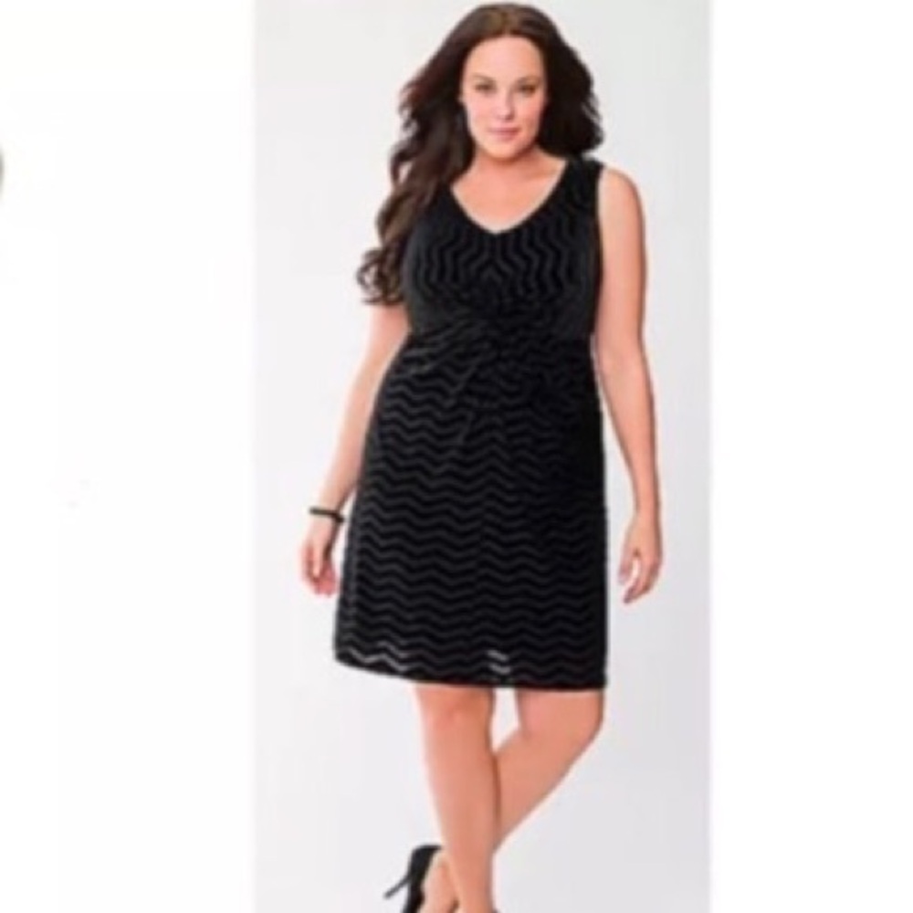 Lane Bryant BLACK VELVET CHEVRON DRESS